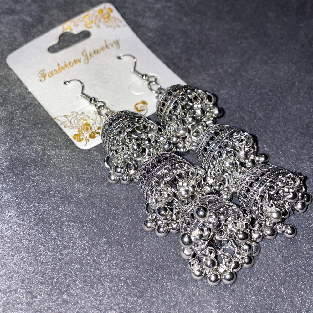 3 Bell Retro bohemian Dangle Jhumka Earrings